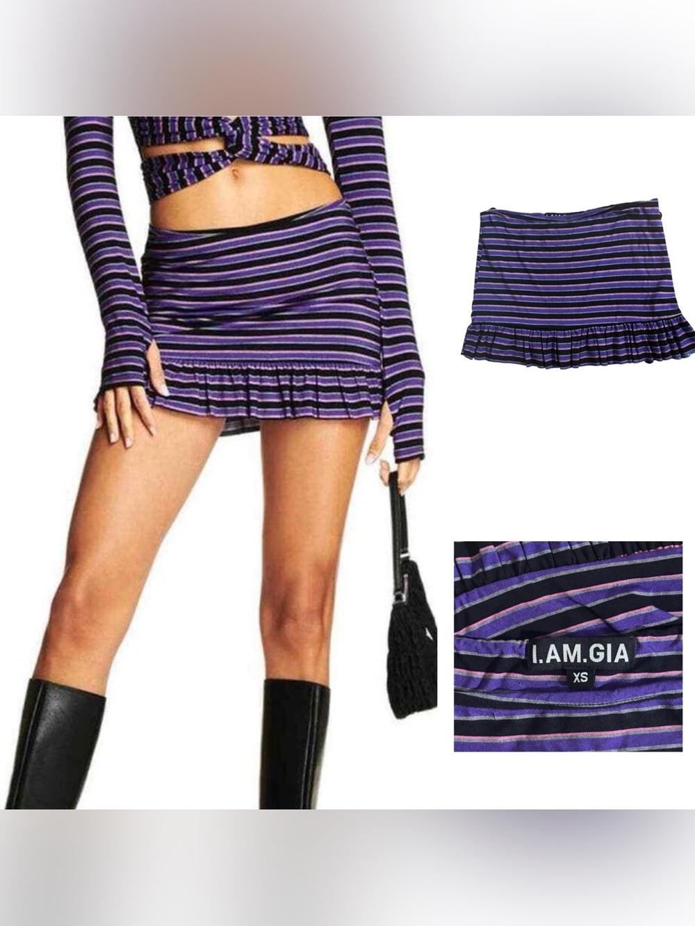 I.AM.GIA Striped Mini Skirt